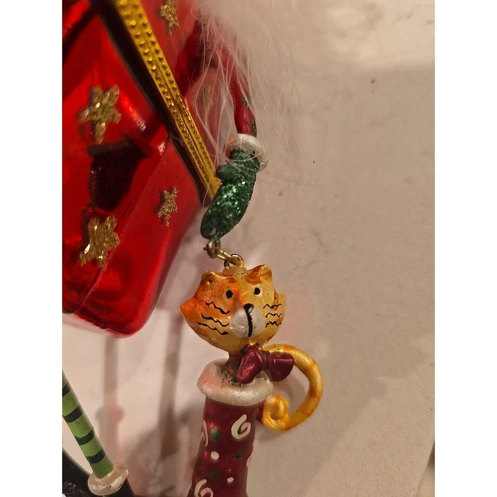 Santa Clause Rare Trinket Box Ornament Arms Legs Present Cat Share Your Blessing